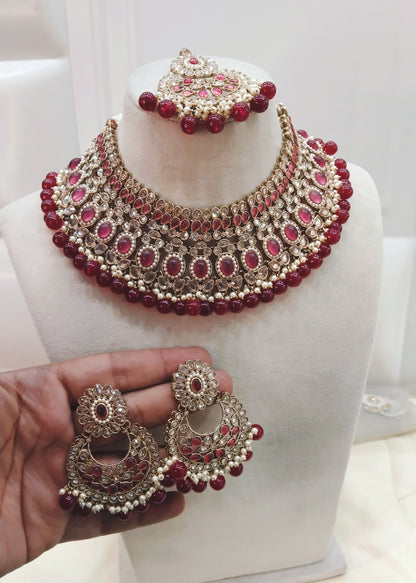 Ruby Necklace Jewellery Nisha Set