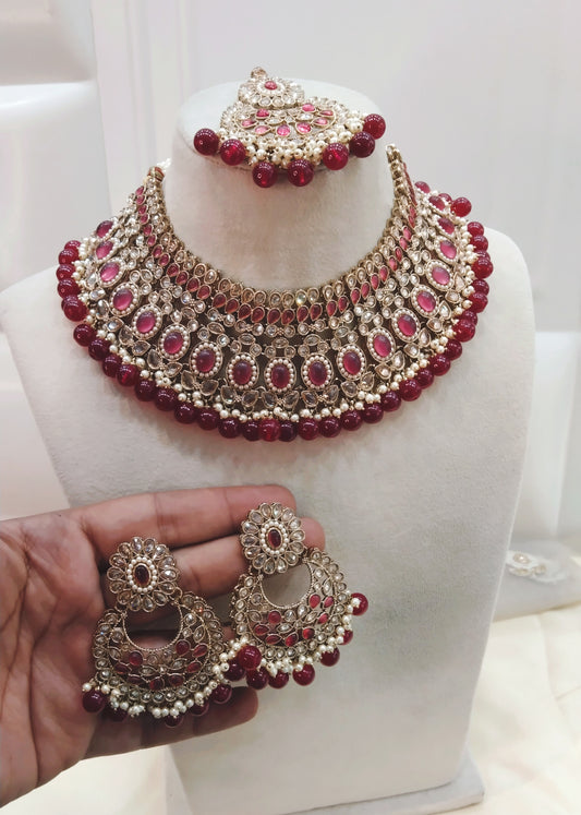Ruby Necklace Jewellery Nisha Set
