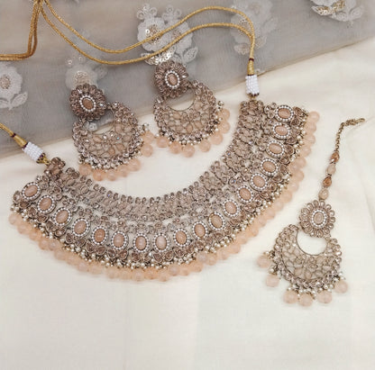 Peach Necklace Jewellery Nisha Set