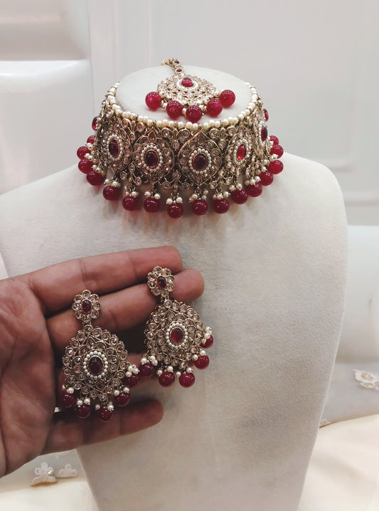 Majenta Choker Jewellery Hira Set