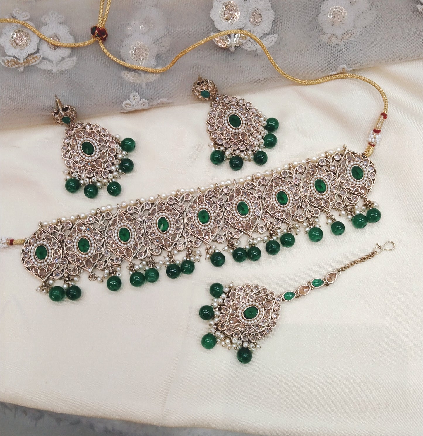 Green Choker Jewellery Hira Set
