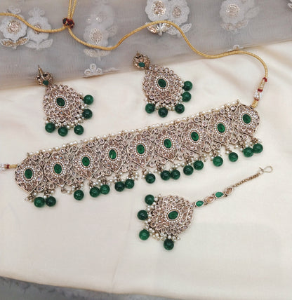 Green Choker Jewellery Hira Set