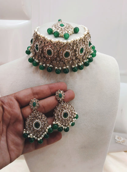 Green Choker Jewellery Hira Set
