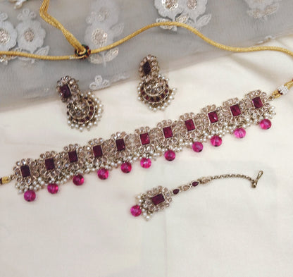 Purple Choker Jewellery Cinema Set