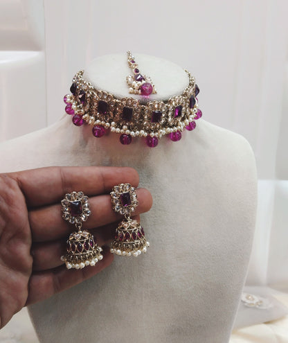 Purple Choker Jewellery Cinema Set