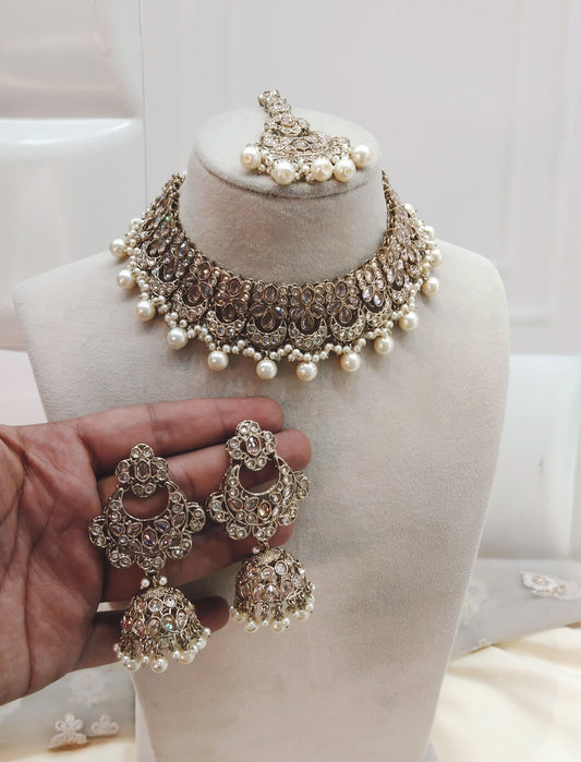 Antique Golden Necklace Jewellery Check Set