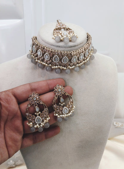Grey Choker Jewellery Waterloo Set