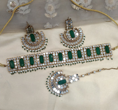 Green Choker Jewellery Sawree Set