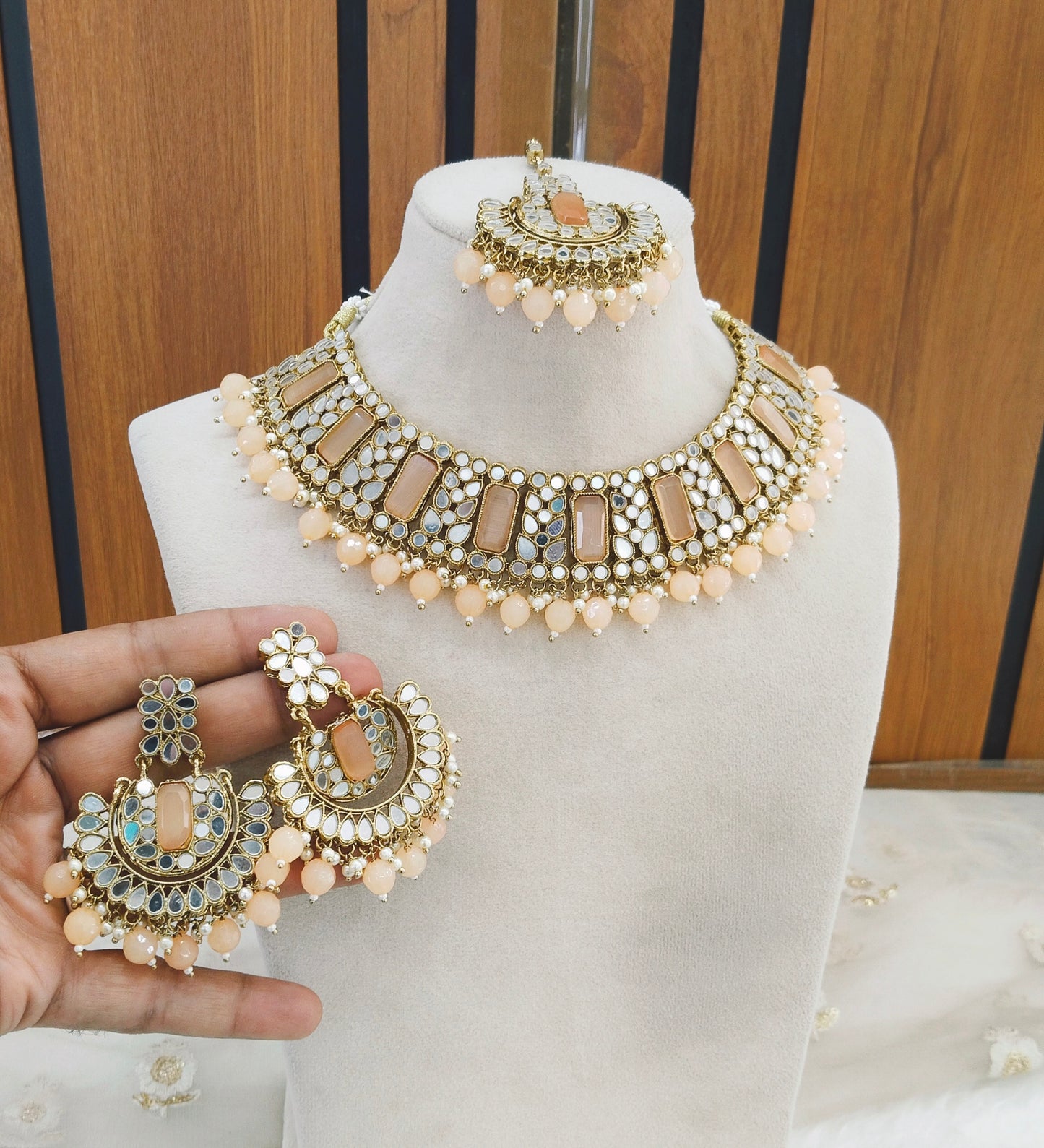 Peach Necklace Jewellery Rihana Set