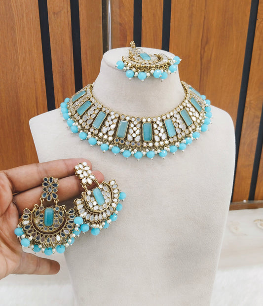 Sky Blue Necklace Jewellery Rihana Set