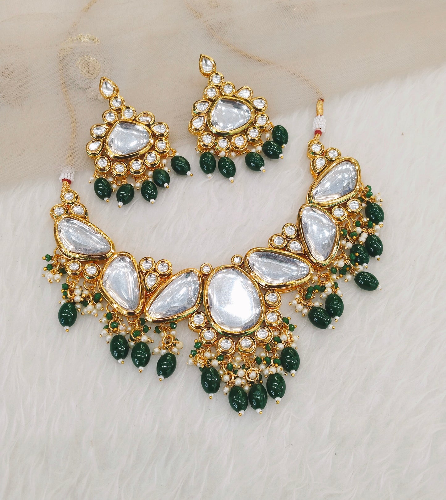 Green Necklace Jewellery Pc Set