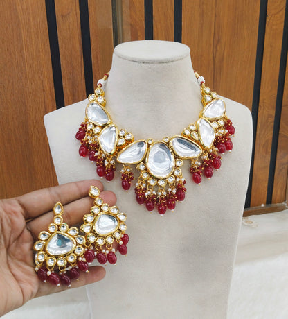 Maroon Necklace Jewellery Pc Set