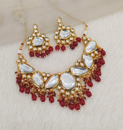 Maroon Necklace Jewellery Pc Set