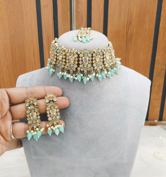 Sky Blue Choker Jewellery Nora Set
