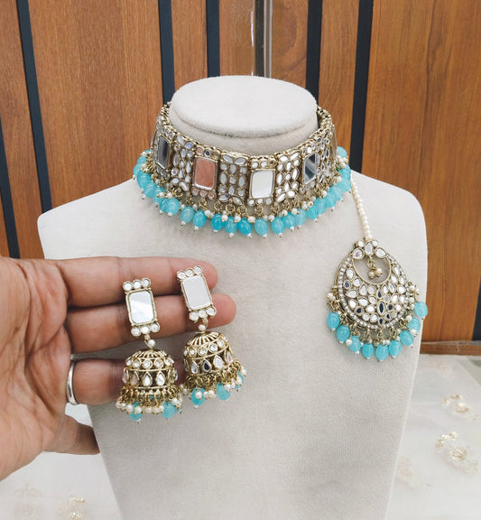 Sky Blue Choker Jewellery Della Set