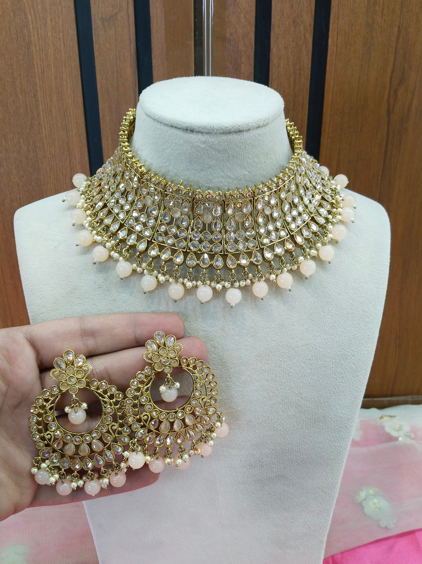 Peach Choker Jewellery Eva Set
