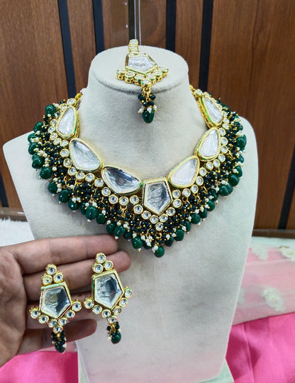 Green Necklace Jewellery Pc Set
