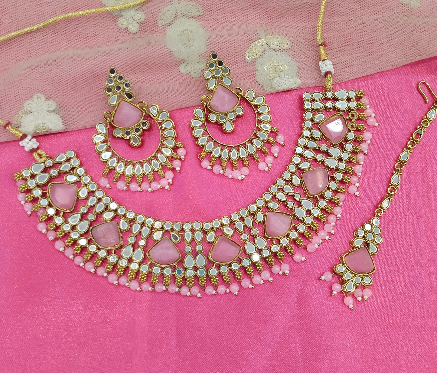 Pink Necklace Jewellery Zoa Set