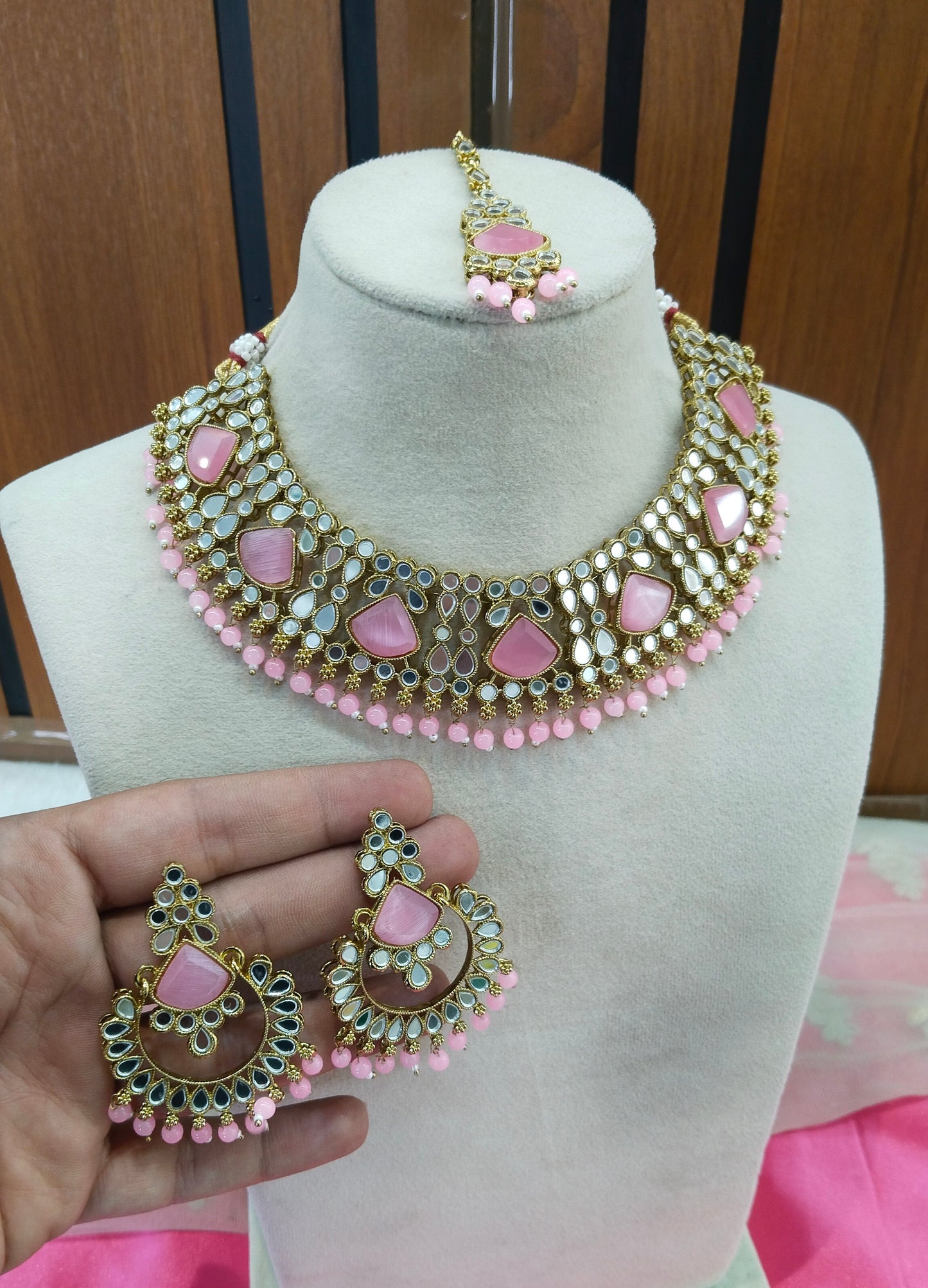 Pink Necklace Jewellery Zoa Set