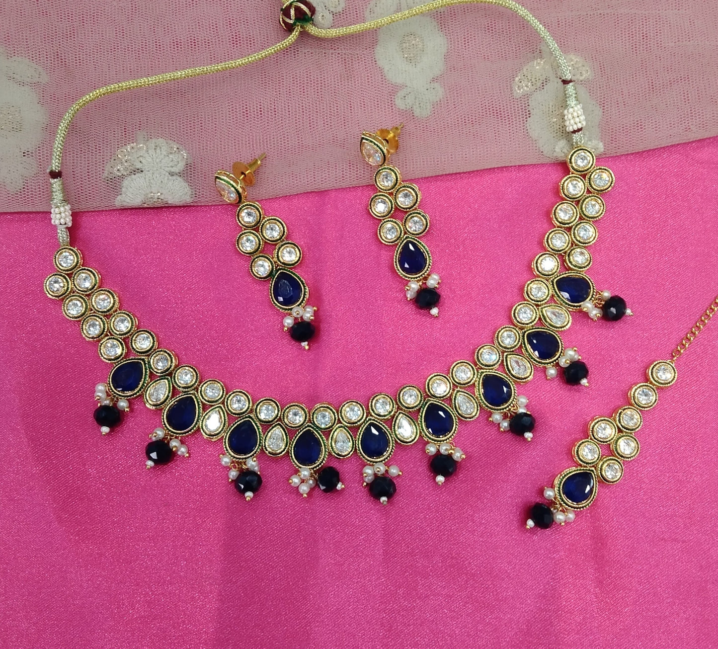 Blue Necklace Kundan Jewellery Swaziland Set