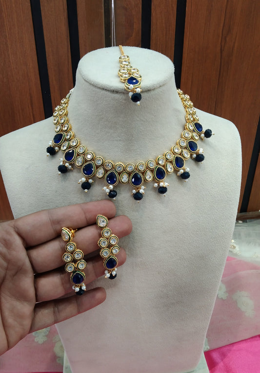 Blue Necklace Kundan Jewellery Swaziland Set