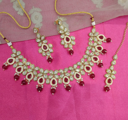 Maroon Necklace Kundan Jewellery Swaziland Set