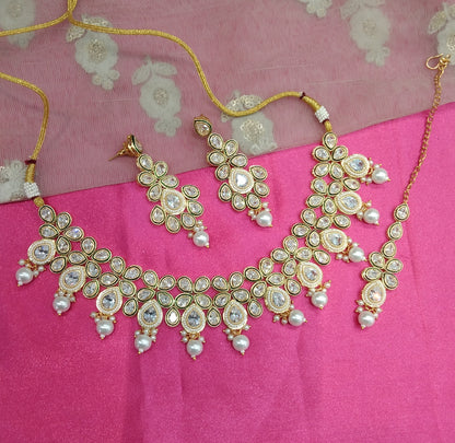 White Necklace Kundan Jewellery Swaziland Set