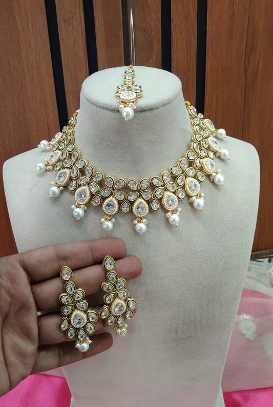 White Necklace Kundan Jewellery Swaziland Set