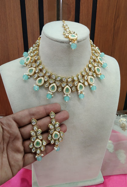 Sea Green Necklace Kundan Jewellery Swaziland Set