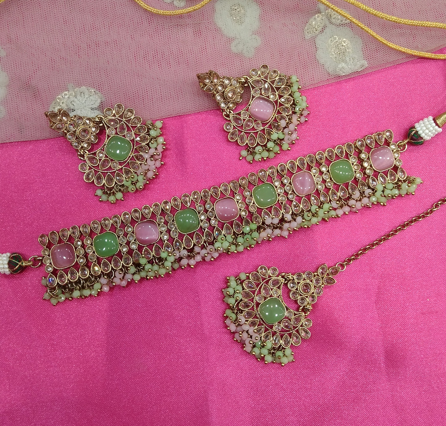 Mint Pink Choker Jewellery Armaan Set