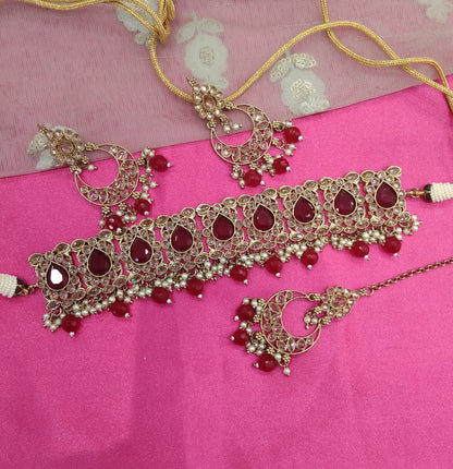 Maroon Choker Jewellery Chris Set