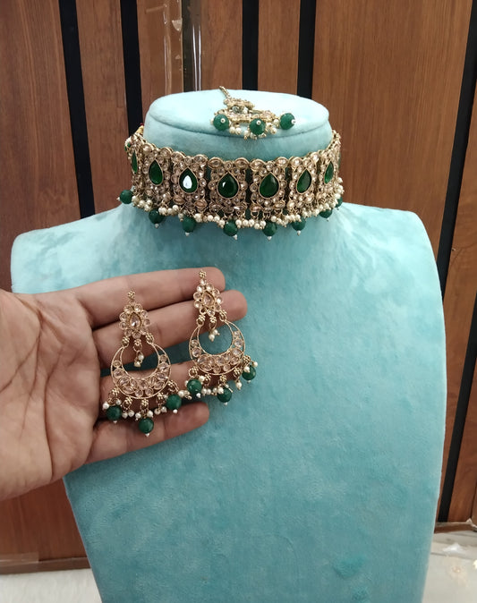 Green Choker Jewellery Chris Set