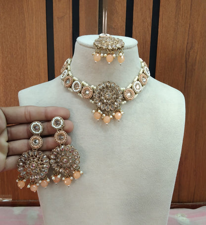 Peach Necklace Jewellery Distance Set