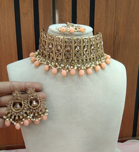 Peach Choker Jewellery Armaan Set