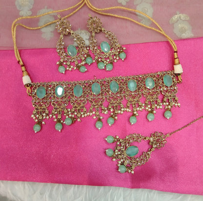 Mint Choker Jewellery Narayan Set