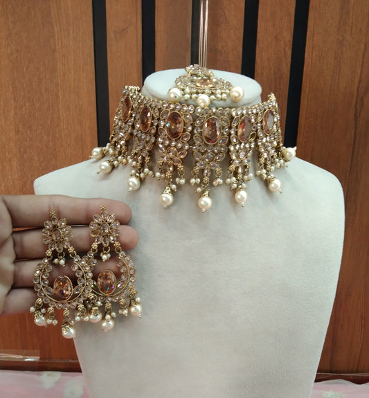 Antique Gold Choker Jewellery Narayan Set