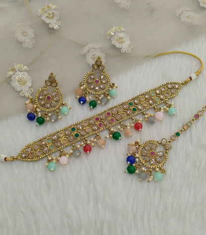 Multi Colour Choker Jewellery Timi Set