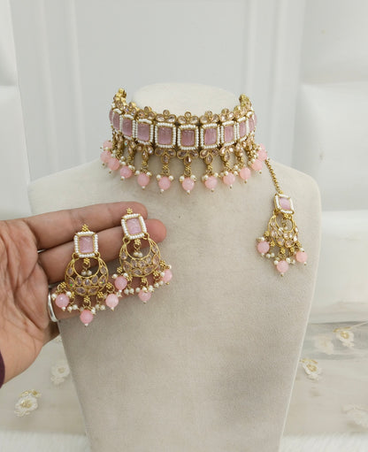 Baby pink Choker Jewellery Sintu  Set