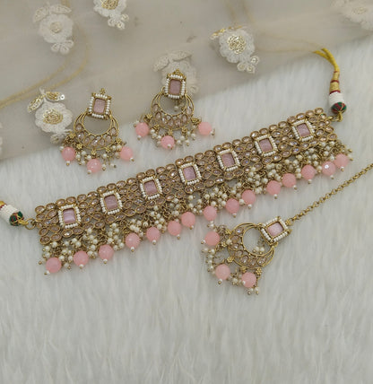 Baby pink Choker Jewellery Sintu  Set