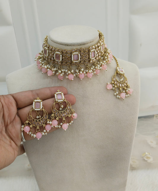 Baby pink Choker Jewellery City Set