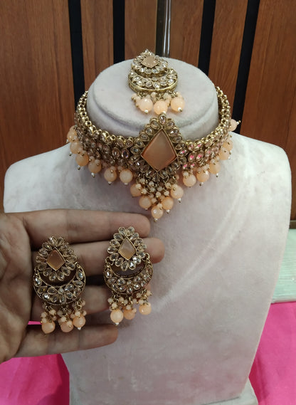 Peach Choker Jewellery Dolly Set