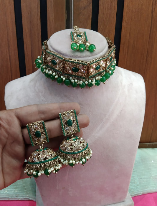 Green Choker Jewellery Deol Set