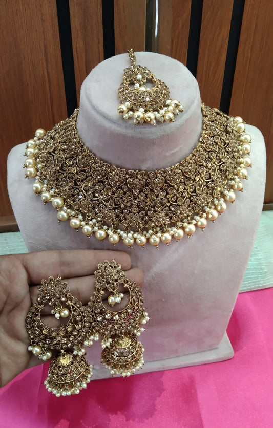 Antique Gold Necklace Jewellery Astin Set