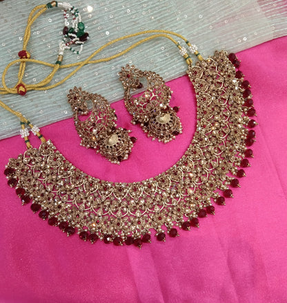 Maroon Necklace Jewellery Astin Set