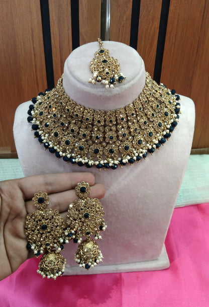 Navy Blue Necklace Jewellery Aditi Set