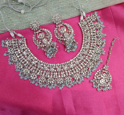 Sky Blue Necklace Jewellery Perm Set