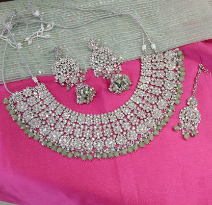 Silver Pista Necklace Jewellery Aditi Set