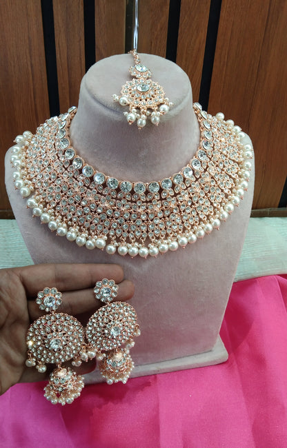 Rose White Necklace Jewellery Ventura Set