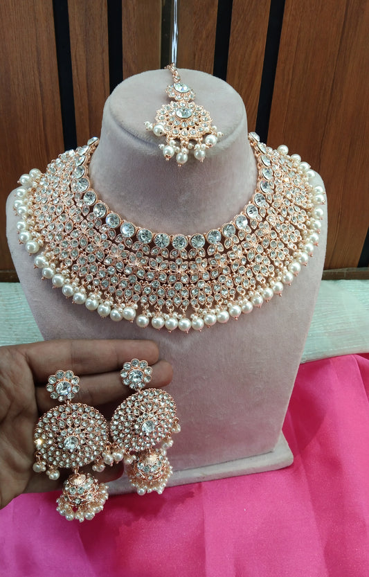 Rose White Necklace Jewellery Ventura Set
