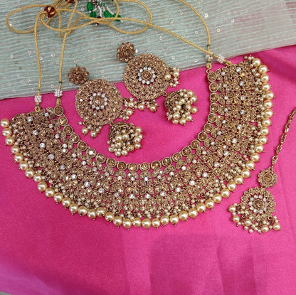 Antique Gold Necklace Jewellery Ventura Set